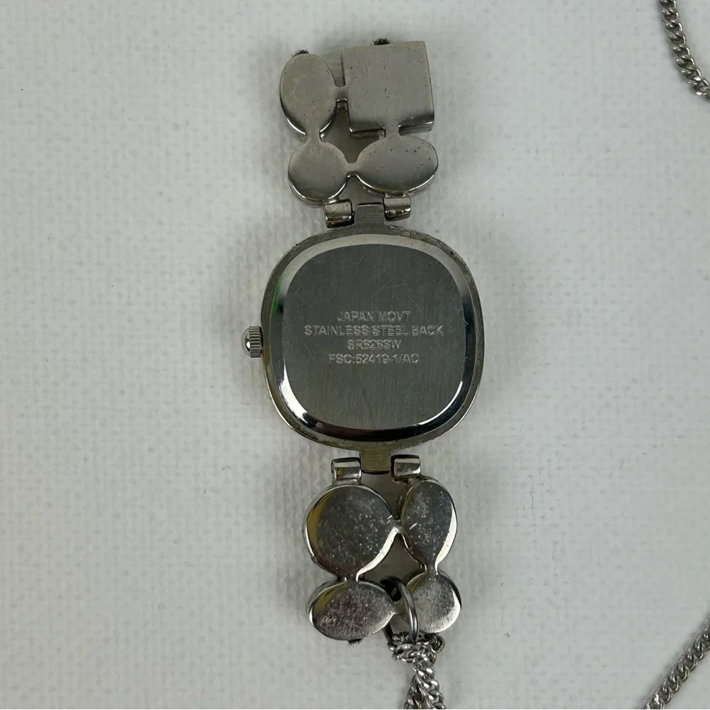 Elegant silver tone watch w/ multi-stone accent with “Eco Sterling” 24